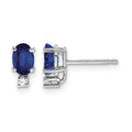 14k White Gold 6x4mm Oval Sapphire VS Diamond Earrings
