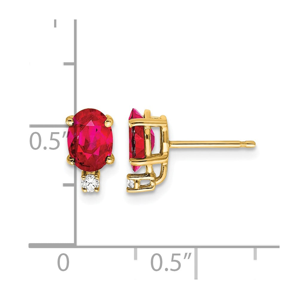 14k 7x5mm Oval Ruby A Diamond Earrings