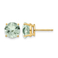 14k 8mm Round Green Quartz Earrings