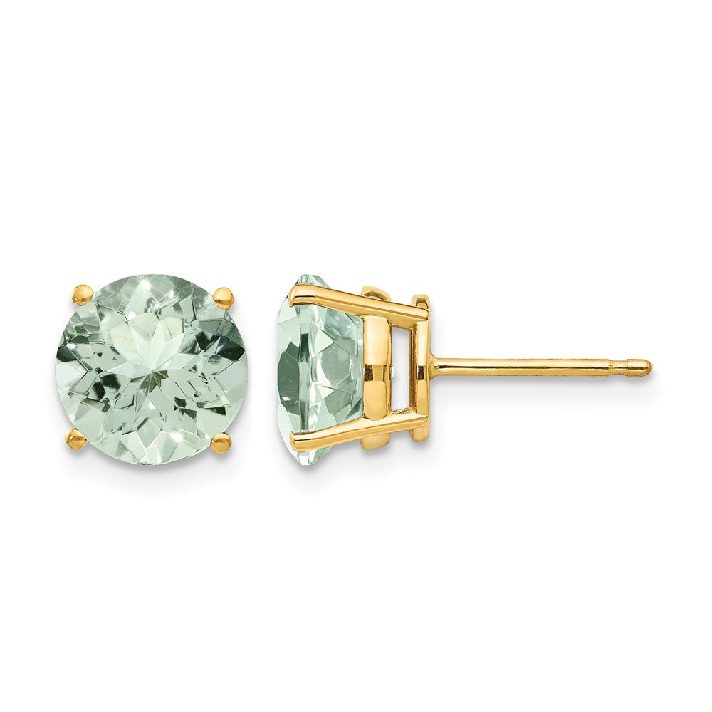 14k 8mm Round Green Quartz Earrings