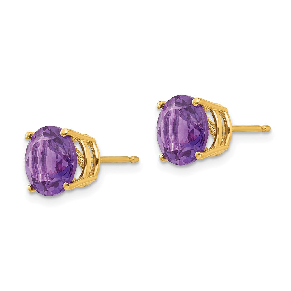 14k 8mm Amethyst Post Earrings