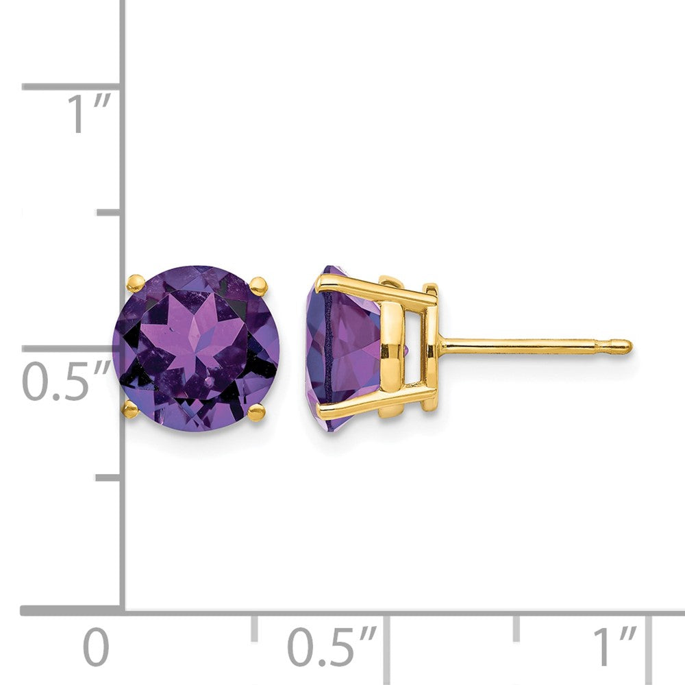 14k 8mm Amethyst Post Earrings