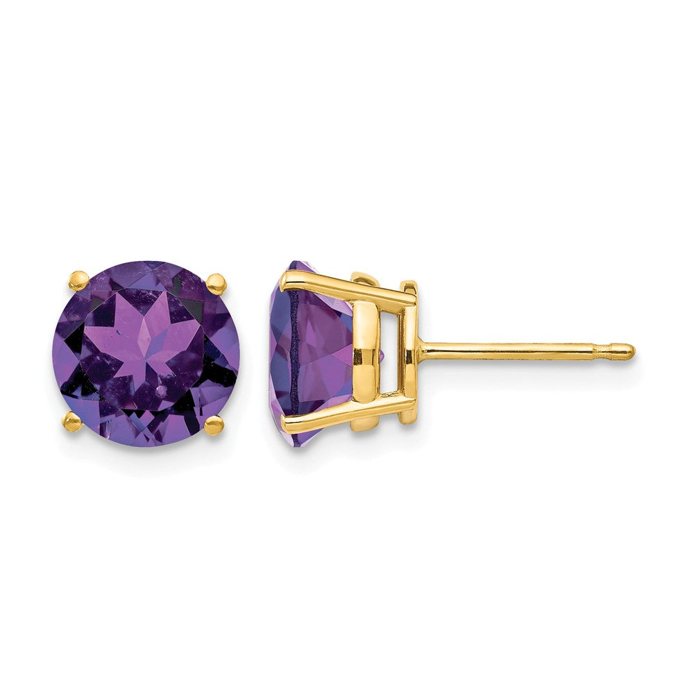 14k 8mm Amethyst Post Earrings