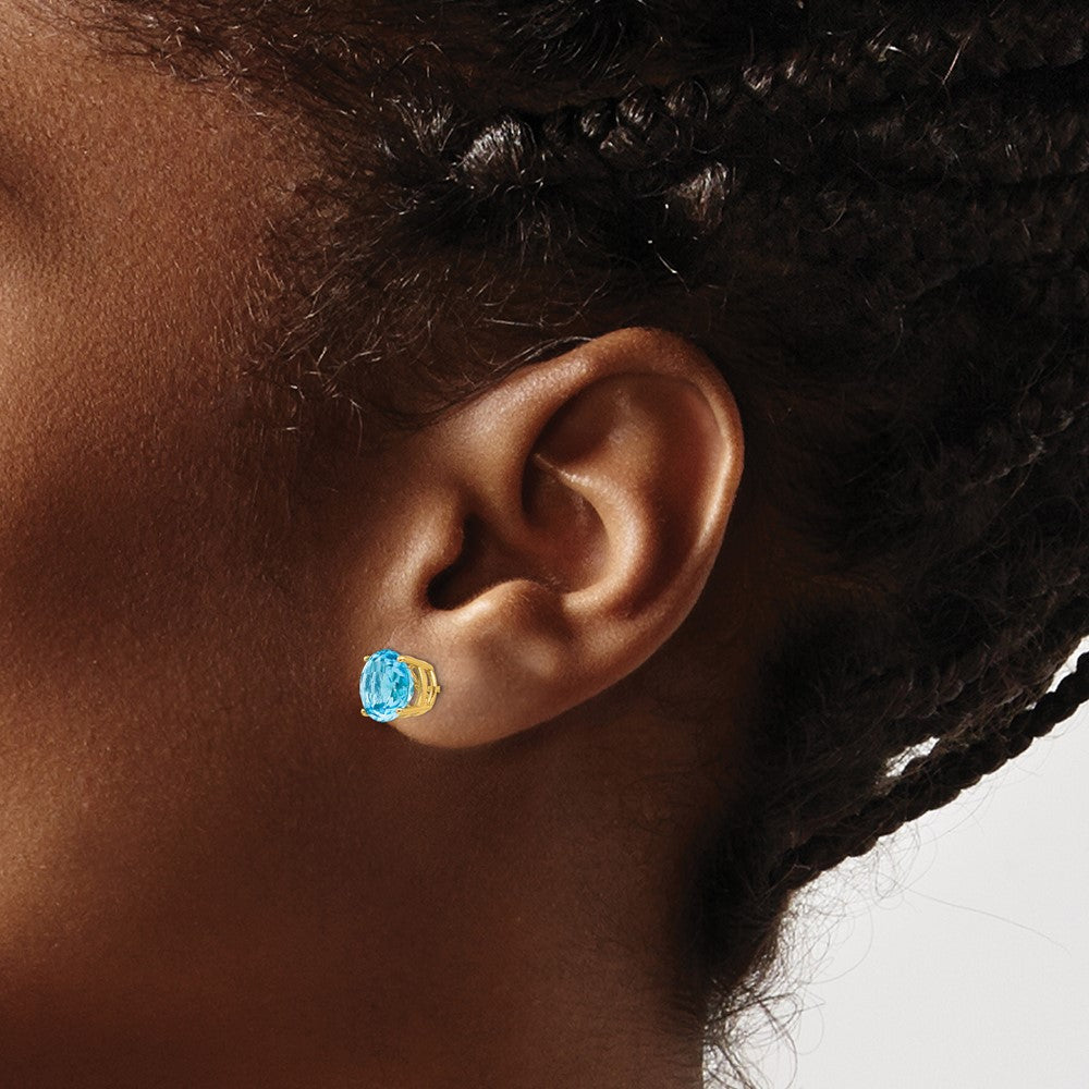 14k 8mm Blue Topaz Post Earrings