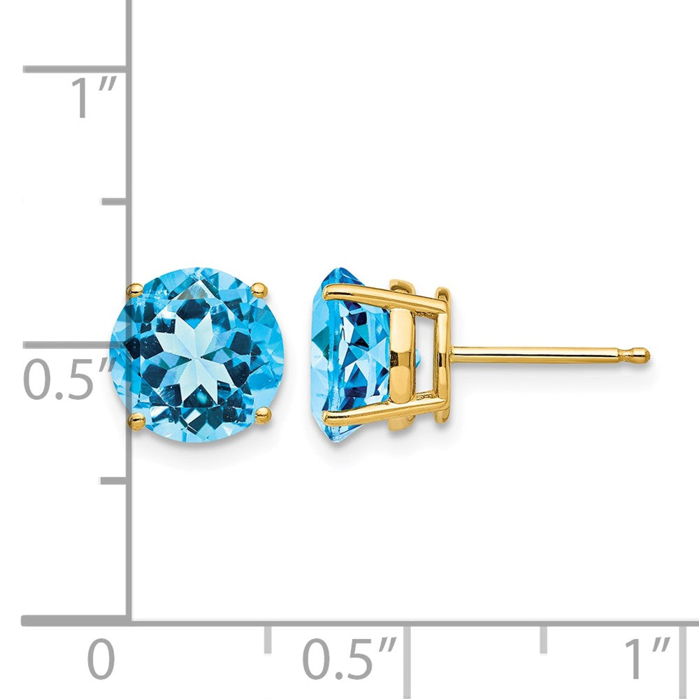 14k 8mm Blue Topaz Post Earrings