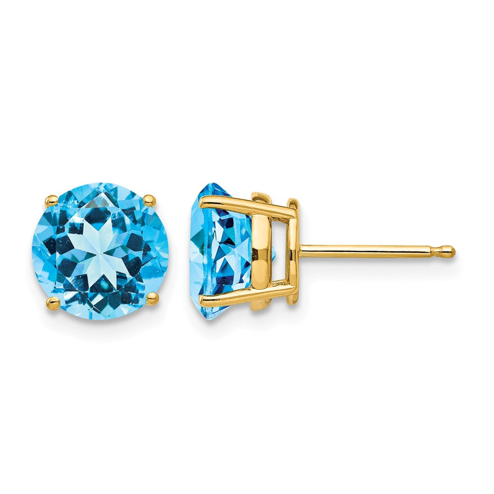 14k 8mm Blue Topaz Post Earrings