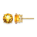 14k 8mm Citrine Checker Post Earrings