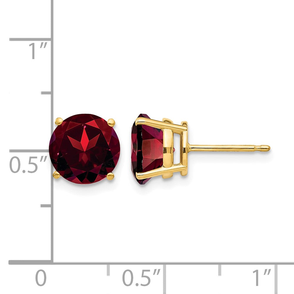 14k 8mm Garnet Post Earrings