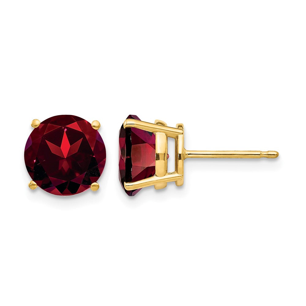 14k 8mm Garnet Post Earrings