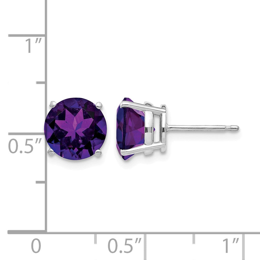 14k White Gold 8mm Amethyst Earrings