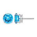 14k White Gold 8mm Blue Topaz Checker Earrings