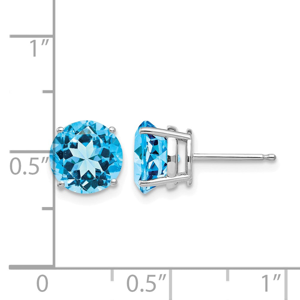14k White Gold 8mm Blue Topaz Earrings