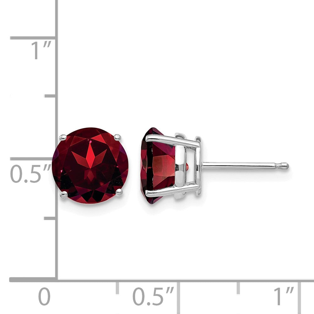14k White Gold 8mm Garnet Earrings