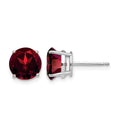 14k White Gold 8mm Garnet Earrings