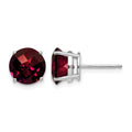 14k White Gold 8mm Garnet Checker Earrings