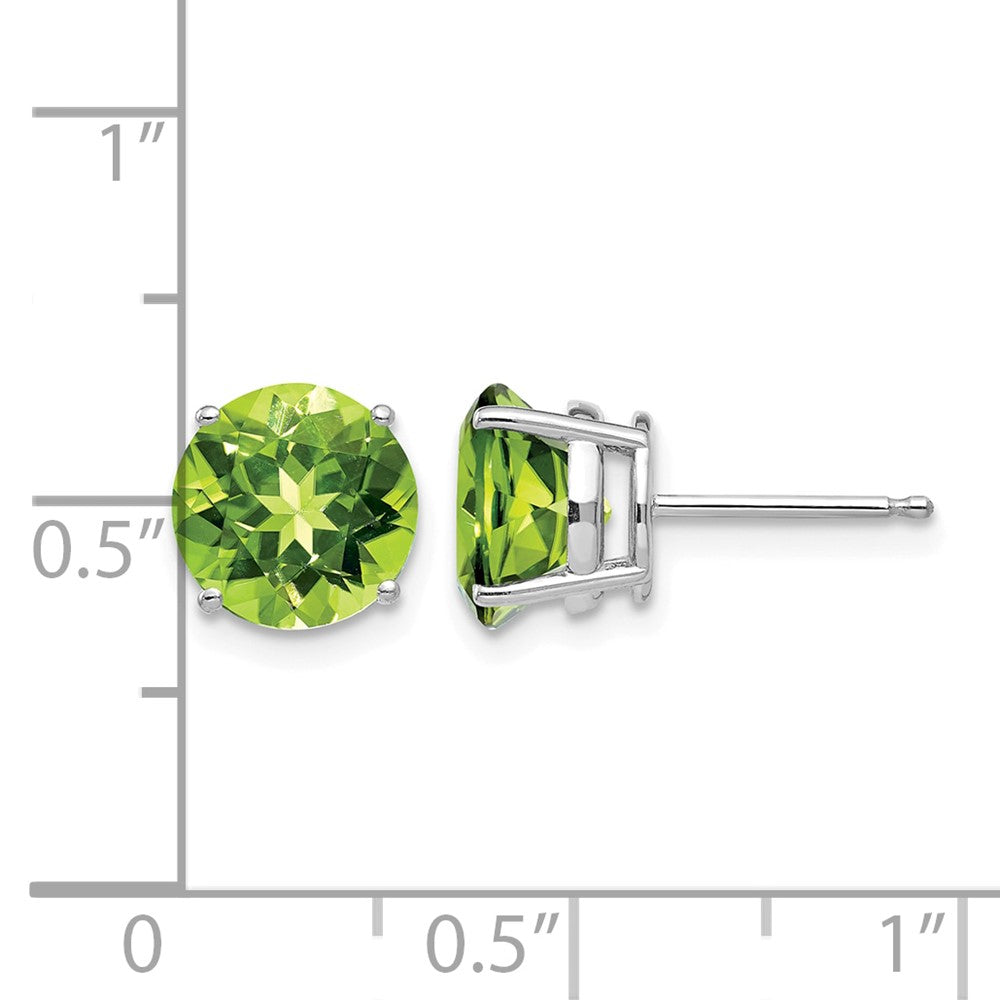 14k White Gold 8mm Peridot Earring