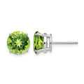 14k White Gold 8mm Peridot Earring