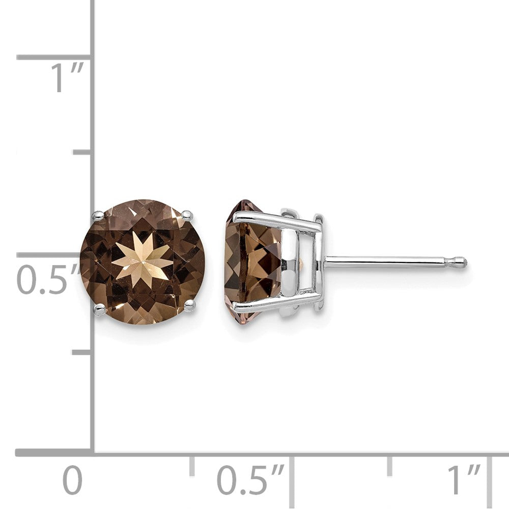 14kw 8mm Round Smoky Quartz Earrings