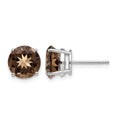 14kw 8mm Round Smoky Quartz Earrings