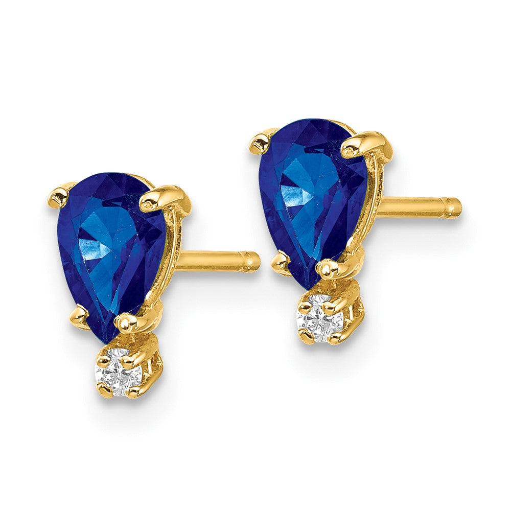 14k 6x4mm Pear Sapphire VS Diamond Earrings