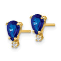 14k 6x4mm Pear Sapphire A Diamond Earrings