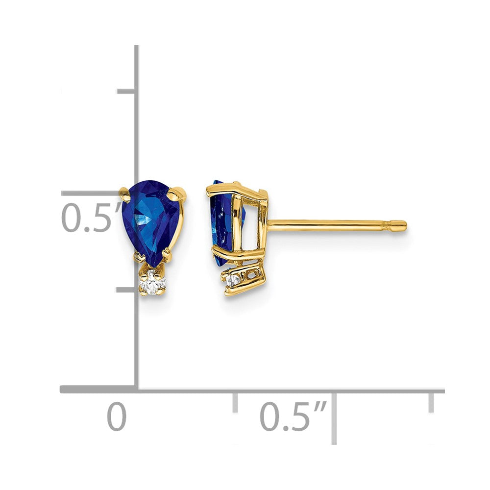 14k 6x4mm Pear Sapphire & AAA Diamond Earrings
