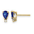 14k 6x4mm Pear Sapphire VS Diamond Earrings
