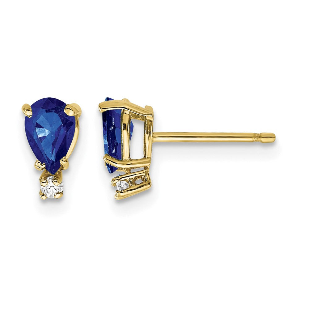 14k 6x4mm Pear Sapphire A Diamond Earrings