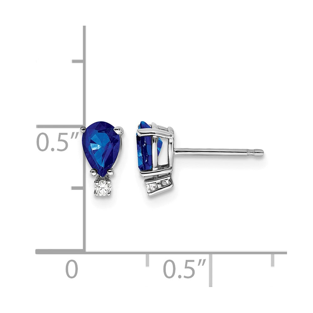 14k White Gold 6x4mm Pear Sapphire VS Diamond Earrings