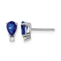 14k White Gold Sapphire Diamond Post Earrings
