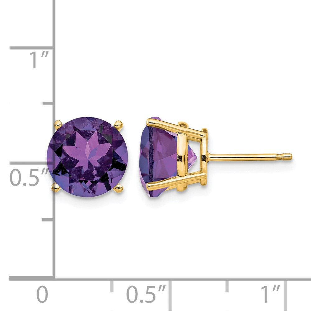 14k Amethyst Round Stud Earring