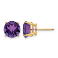 14k Amethyst Round Stud Earring