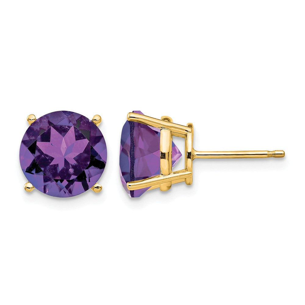 14k Amethyst Round Stud Earring