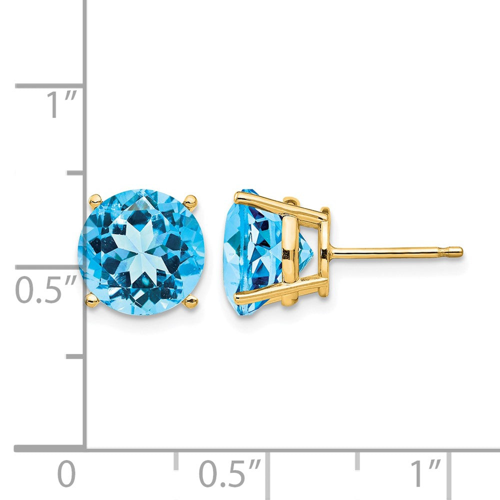 14k Blue Topaz Round Stud Earrings