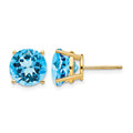14k Blue Topaz Round Stud Earrings