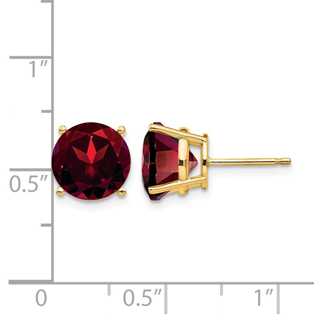 14k 9mm Garnet Post Earrings