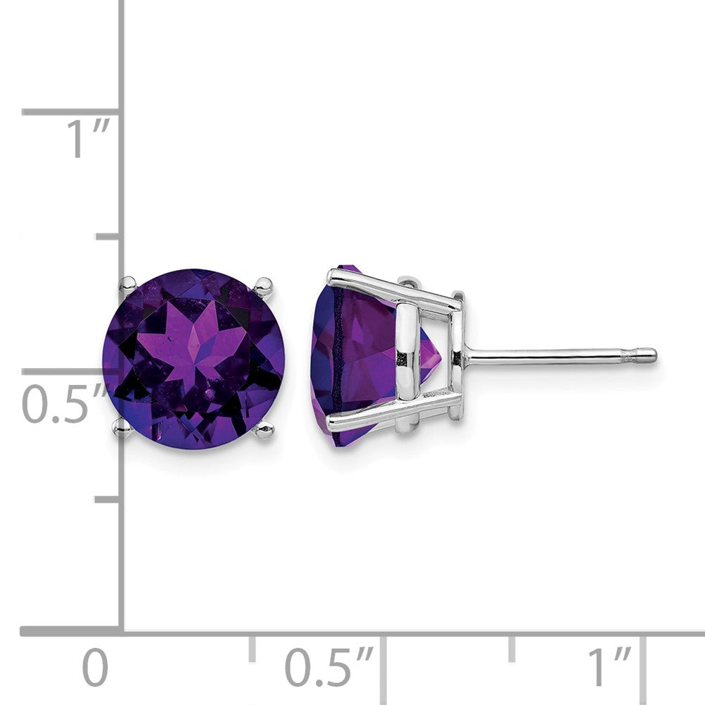14k White Gold 9mm Amethyst Earrings