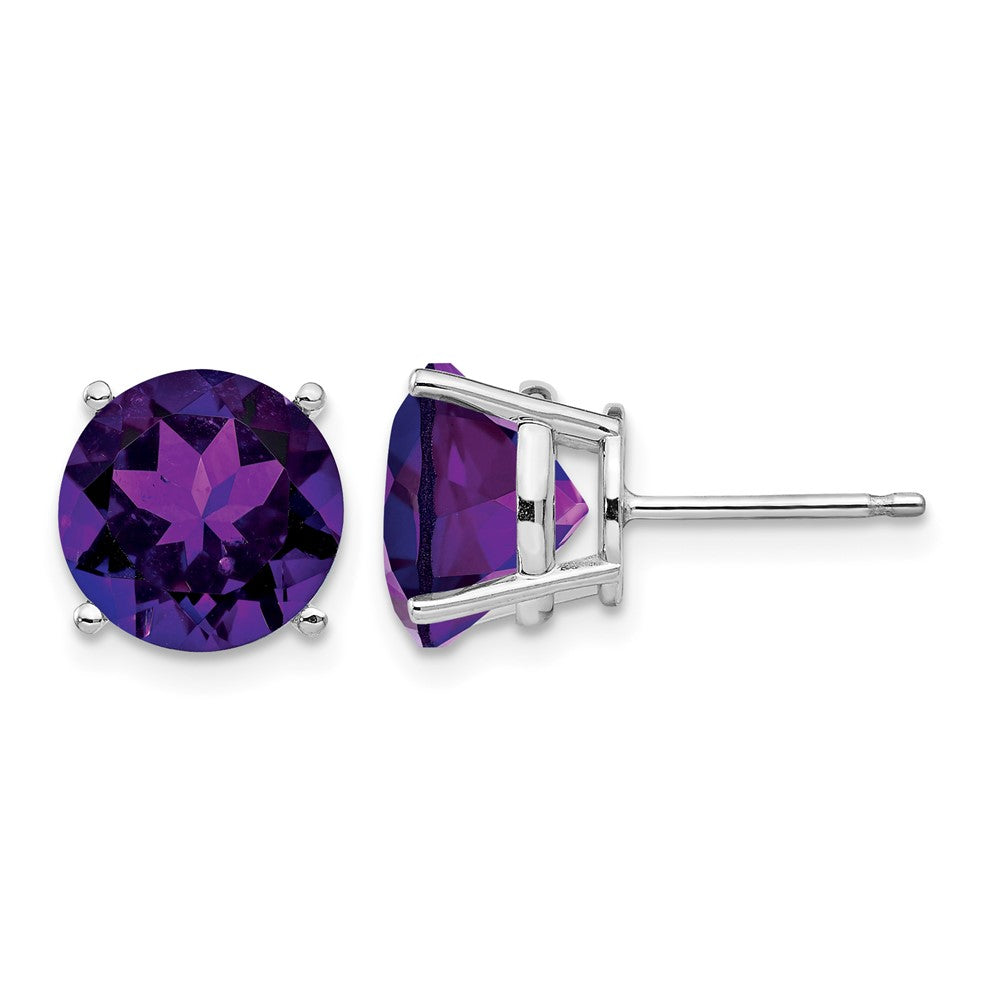14k White Gold 9mm Amethyst Earrings