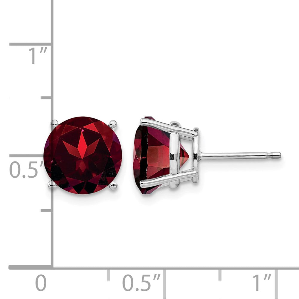 14k White Gold Garnet Round Stud Earrings