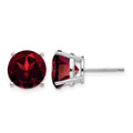 14k White Gold Garnet Round Stud Earrings