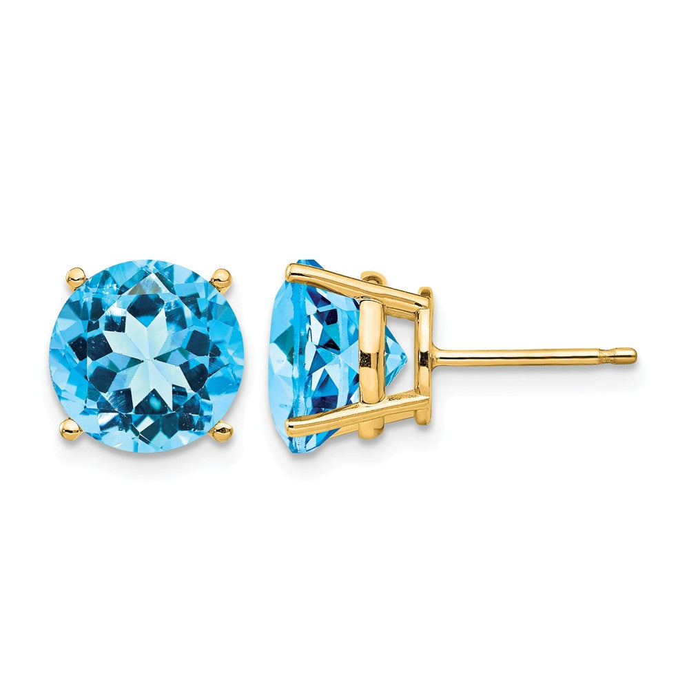 14k 10mm Blue Topaz Earrings