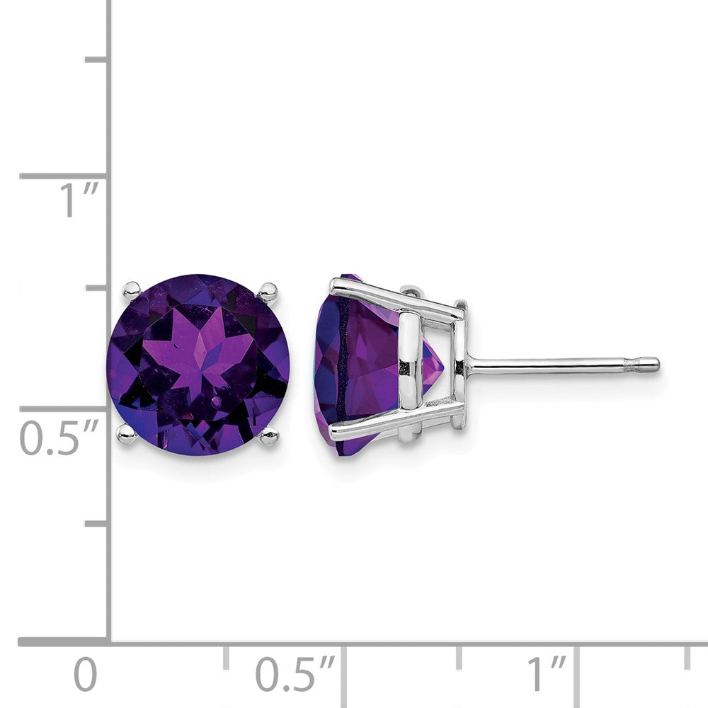 14k White Gold Amethyst Round Stud Earrings