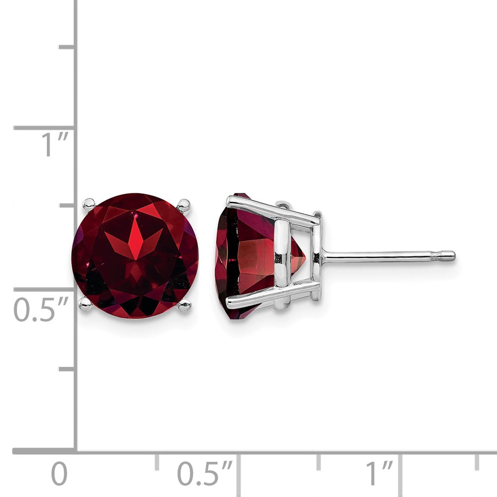 14k White Gold Garnet Round Stud Earrings