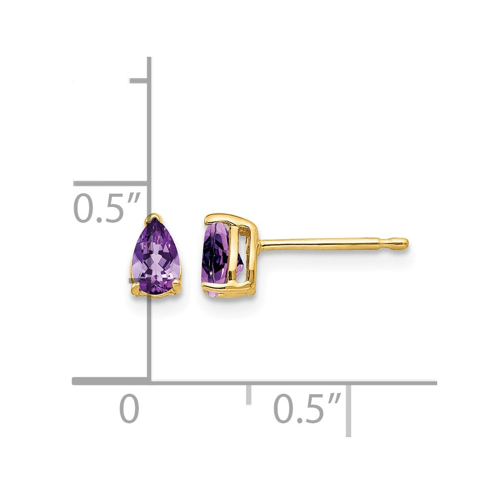 14k 5x3mm Pear Amethyst Earrings