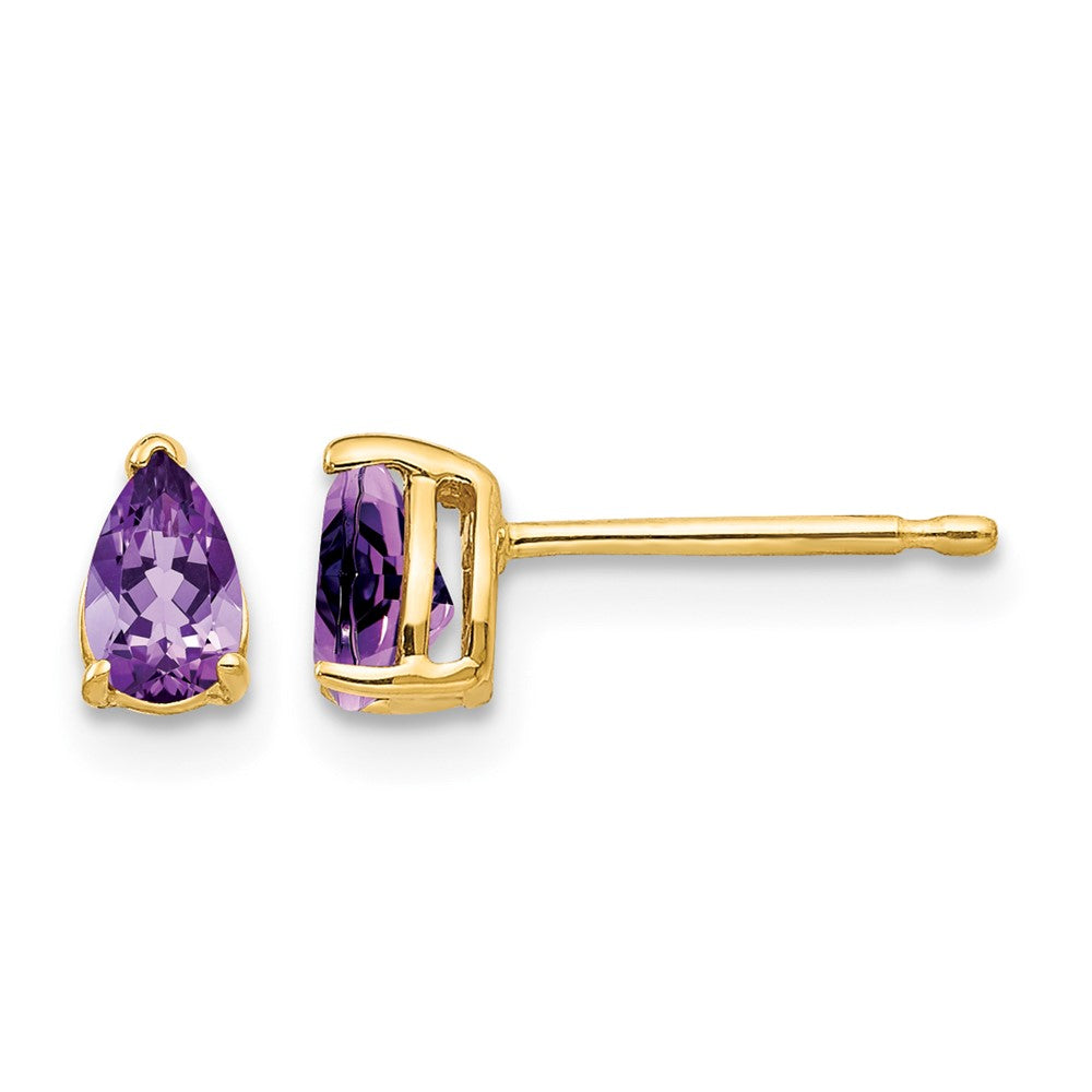 14k 5x3mm Pear Amethyst Earrings