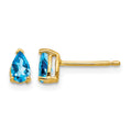 14k 5x3mm Pear Blue Topaz Earrings