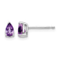 14k White Gold 5x3mm Pear Amethyst Earrings