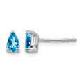 14k White Gold 5x3mm Pear Blue Topaz Earrings