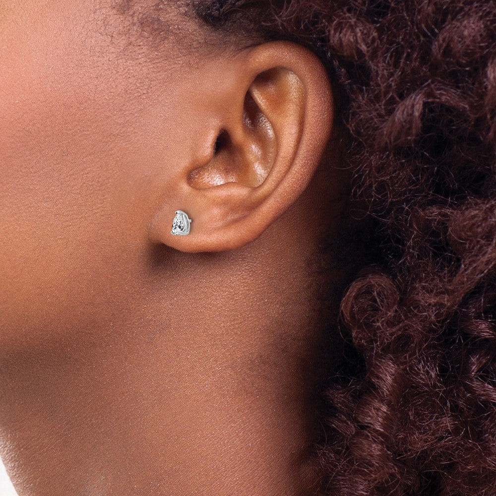 14k White Gold Cubic Zirconia pear stud earring