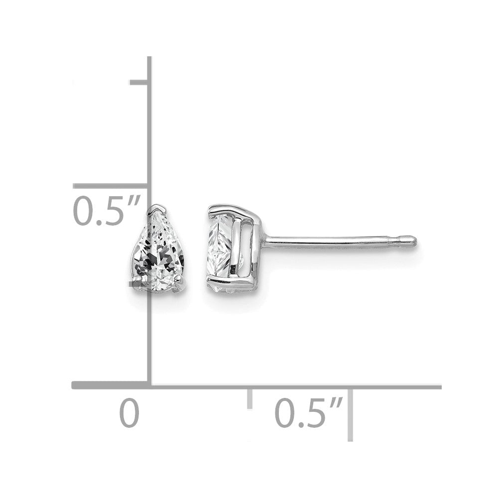 14k White Gold Cubic Zirconia pear stud earring